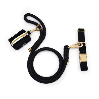 Black Velvet Collar Walk Set