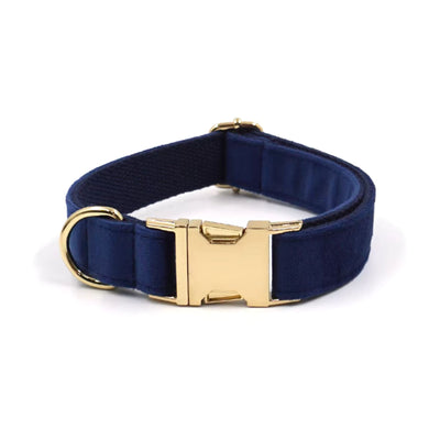 Dark Blue Velvet Dog Collar